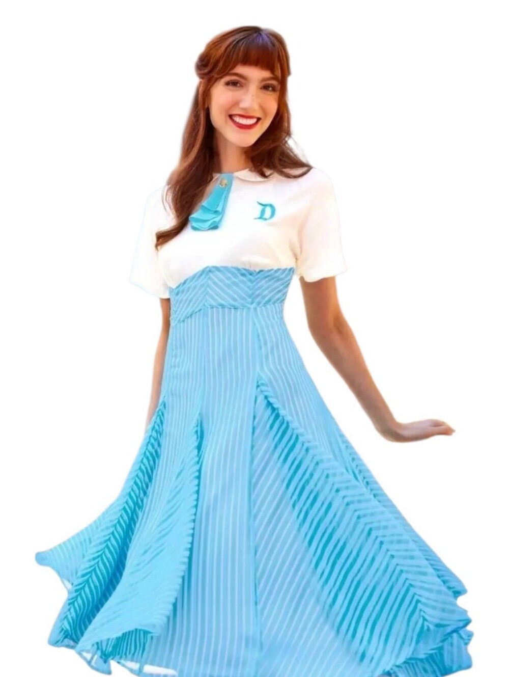 DISNEY PARKS Main Street USA The Dapper Dans blue stripe midi dress M